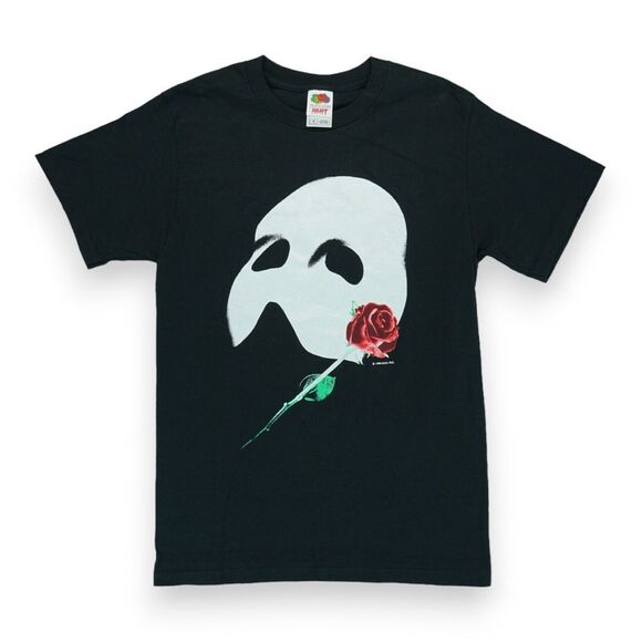 Vintage 1986 Broadway Phantom of the Opera T-Shirt Size Small Black Heavy Cotton - Picture 1 of 4